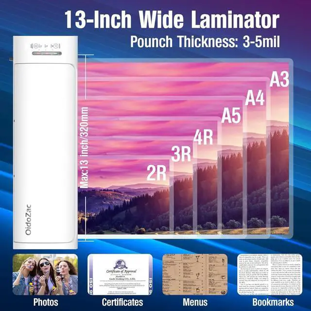 Alt view image 6 of 7 - Laminator Machine A3, 60s Quick Warm-up 13-inch Laminator with 52 Laminating Sheets Cold Hot Lamination 9 in 1 Thermal Laminator with Paper Trimmer Corner Rounder for Office School Business Home Use