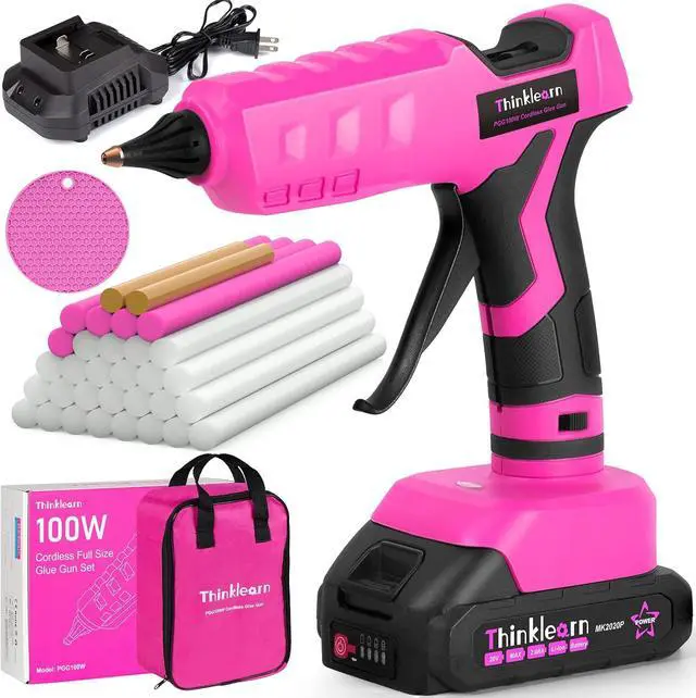 Main image of Hot Glue Gun, 20V Pink Cordless Glue Gun with 30 PCS Full Size Glue Sticks, 2Ah Rechargeable Battery Glue Gun Kit for DIY, Arts & Craft, Decorations, Gift for Women
