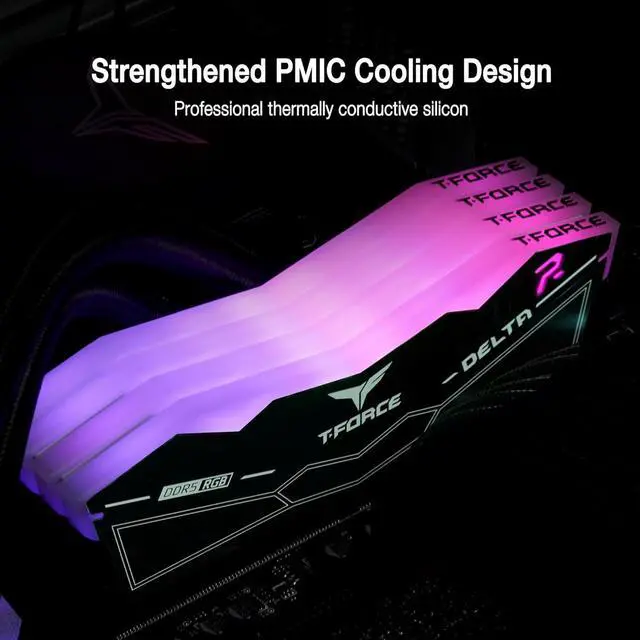 Alt view image 4 of 7 - T-FORCE DELTA RGB DDR5 Ram 32GB (2x16GB) 6000MHz PC5-48000 CL30  XMP 3.0  Expo Compatible Desktop Memory Black FF3D532G6000HC30DC01