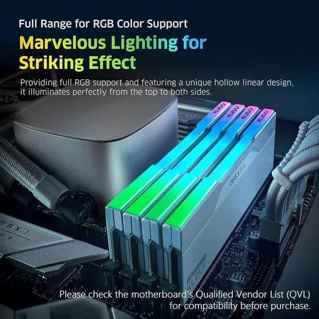 Alt view image 4 of 7 - CRAS V RGB DDR5 32GB (2x16GB) 6400MHz CL32 A-DIE 1.35V Gaming Desktop Ram Memory SK Hynix Chip XMP 3.0 /  Expo Ready - White (KD5AGUA80-64A320J)