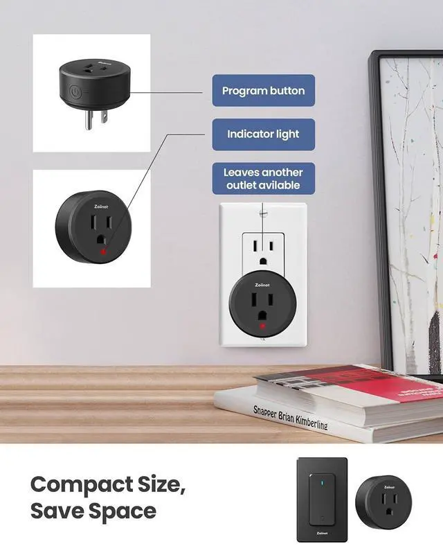 Alt view image 5 of 6 - Remote Control Outlet Plug Switch, Buckle Design & Removable Wireless Light Switch, 300 ft, 1500W On Off Power Switch for Household Appliances, No Wiring No WiFi, Programmable, Black