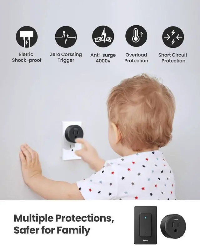 Alt view image 4 of 6 - Remote Control Outlet Plug Switch, Buckle Design & Removable Wireless Light Switch, 300 ft, 1500W On Off Power Switch for Household Appliances, No Wiring No WiFi, Programmable, Black
