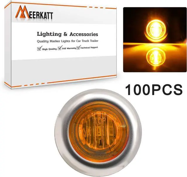 Alt view image 2 of 6 - Meerkatt 3/4 Inch Round Mini 3 LED Side Marker Lights with Stainless Chrome Bezel Sealed For Trailer Pickup Truck Lorry Boat 12V DC