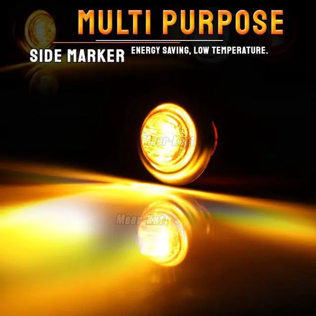 Alt view image 5 of 6 - Meerkatt 3/4 Inch Round Mini 3 LED Side Marker Lights with Stainless Chrome Bezel Sealed For Trailer Pickup Truck Lorry Boat 12V DC