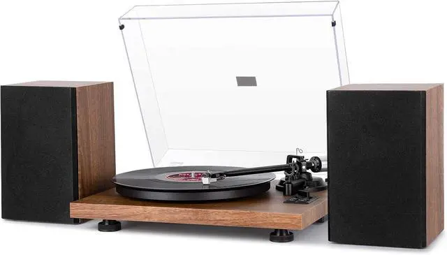 Main image of Bluetooth Turntable HiFi System with 36 Watt Bookshelf Speakers, Patend Designed Vinyl Record Player with Magnetic Cartridge, Bluetooth Playback and Auto Off