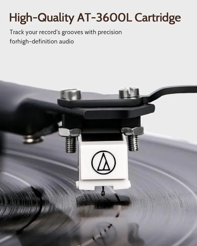 Alt view image 2 of 7 - Bluetooth Turntable HiFi System with 36 Watt Bookshelf Speakers, Patend Designed Vinyl Record Player with Magnetic Cartridge, Bluetooth Playback and Auto Off