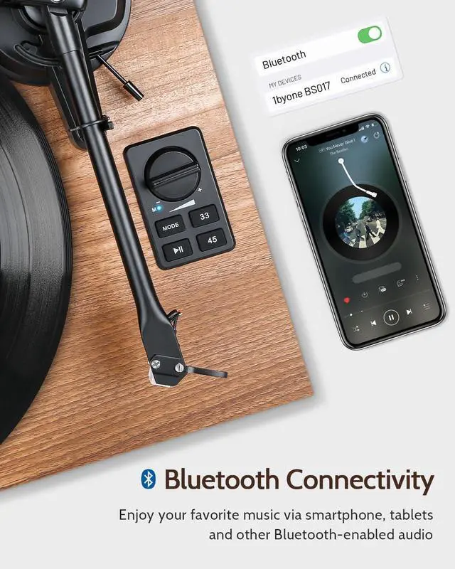 Alt view image 5 of 7 - Bluetooth Turntable HiFi System with 36 Watt Bookshelf Speakers, Patend Designed Vinyl Record Player with Magnetic Cartridge, Bluetooth Playback and Auto Off