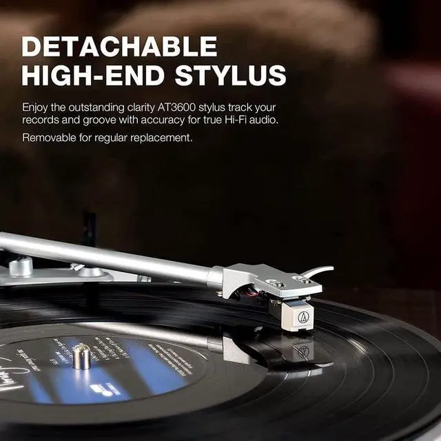 Alt view image 2 of 6 - Belt-Drive Record Player with Wireless Output Connectivity, Vinyl Player Support 33&45 RPM Speed Phono Line USB Digital to PC Recording with Advanced Magnetic Cartridge&Counterweight