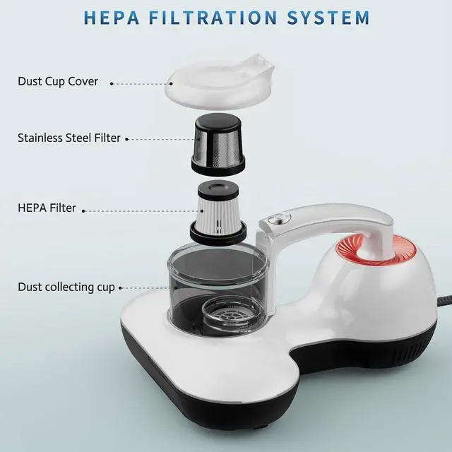 Alt view image 2 of 7 - Mattress Vacuum Cleaner, Handheld UV Bed Vacuum Cleaner 16KPa & 12800 Vibrations Per/Min Upgraded Effectively Clean Up Bed, Pillows, Cloth Sofas, Carpets and Ther Fabric Surfaces