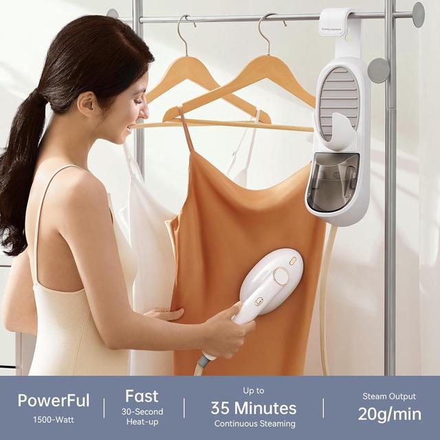 Alt view image 2 of 7 - Pretty Moment Steamer for Clothes, 1500W Large Soleplate Clothes Steamer Iron, Detachable 400ml Water Tank Garment Steamer Professional Steam Iron, 20s Rapid Heat Up Fabric Wrinkles Remover for Home
