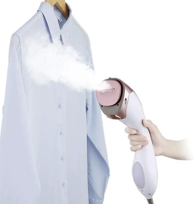 Alt view image 3 of 7 - Steamer for clothes Handheld Iron 2 in 1, 2 Steam Settings, for Both Vertical and Horizontal Garment Handling, Ceramic Coated Metal Steam Panel, 150 ml Big Water Tank, 1150 Watt Rose Gold