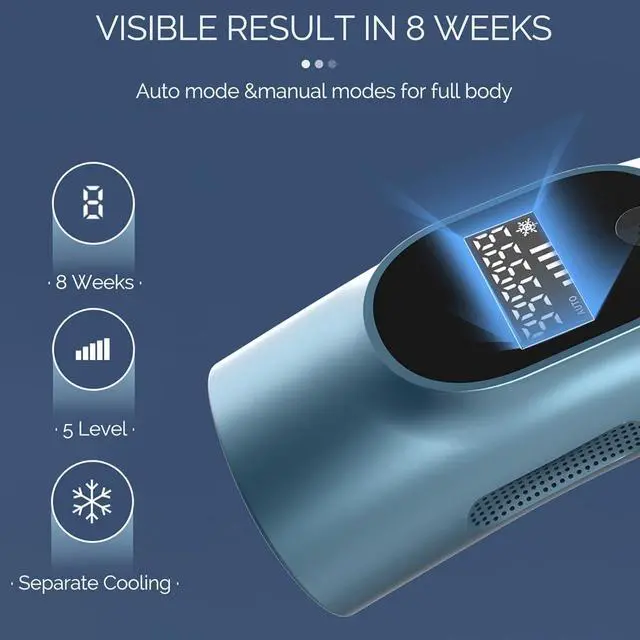 Alt view image 6 of 7 - Laser Hair Removal for Women - Permanent Painless Ice Cooling IPL Device Remover Machine with Shaver, Goggles, 999,999 Flashes for Body and Face, Corded