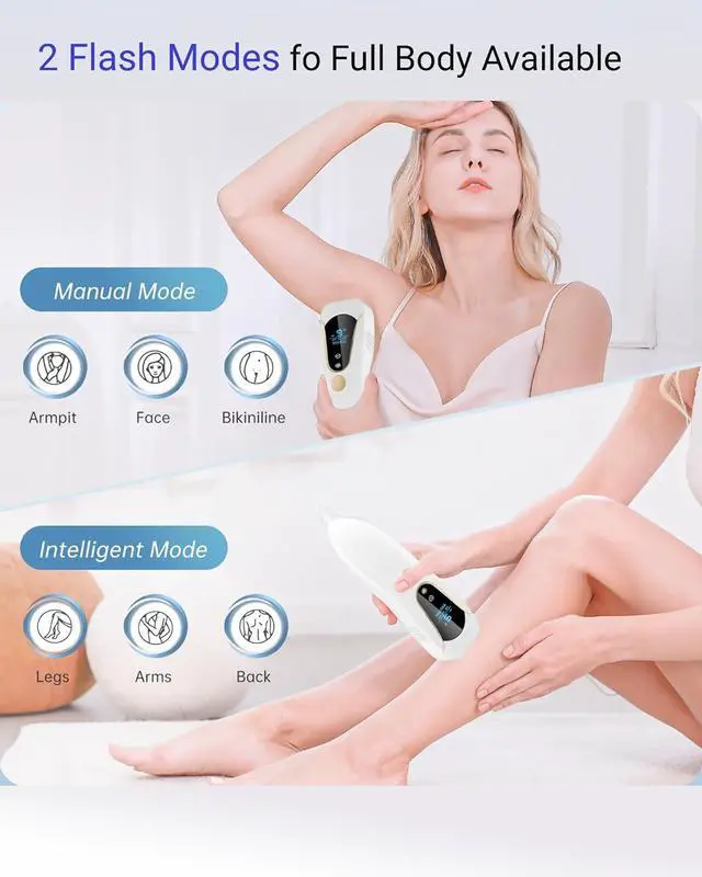 Alt view image 5 of 7 - Laser Hair Removal for Women and Men, Air 15 Ice-cooling IPL Device Hair Removal for Nearly Painless & Long-Lasting Results From Home, 3 Modes & Auto Flashing for Fast Full Body Hair Removal