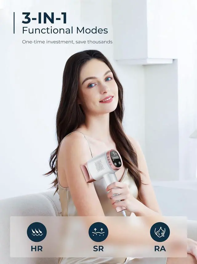 Alt view image 4 of 7 - Laser Hair Removal for Women and Men, IPL with Ice-Cooling System for Nearly Painless And Long-Lasting Result At-Home Permanent Hair Removal Device 999999 Flashes for Whole Body Use