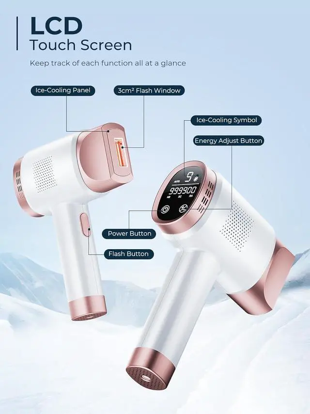Alt view image 7 of 7 - Laser Hair Removal for Women and Men, IPL with Ice-Cooling System for Nearly Painless And Long-Lasting Result At-Home Permanent Hair Removal Device 999999 Flashes for Whole Body Use