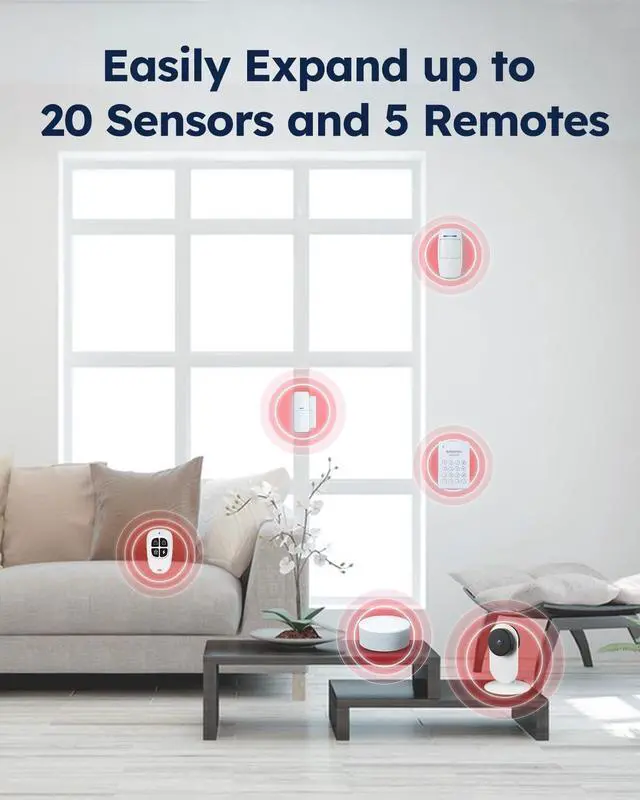 Alt view image 6 of 7 - WiFi Door Alarm System, Wireless DIY Smart Home Security System, with Phone APP Alert, 8 Pieces-Kit (Alarm Siren, Door Window Sensor, Remote), Work with Alexa, for House, Apartment, by tolviviov