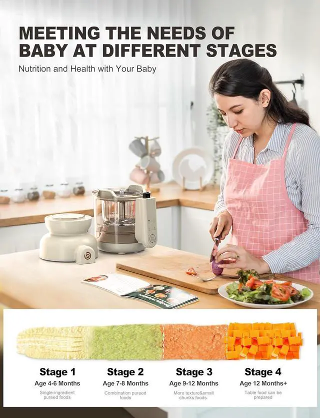 Alt view image 4 of 7 - Auto Baby Food Maker, Glass Baby Food Mills, Baby Blender & Steamer and Puree Maker with Auto Cooking, Easy Cleaning, Dishwasher Safe, Cook at Home, Touch Screen Control