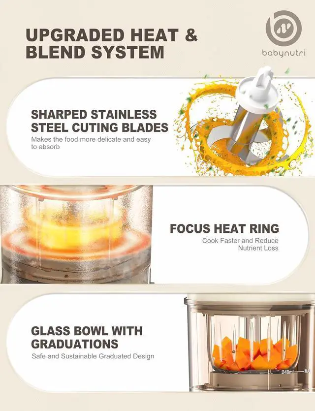 Alt view image 5 of 7 - Auto Baby Food Maker, Glass Baby Food Mills, Baby Blender & Steamer and Puree Maker with Auto Cooking, Easy Cleaning, Dishwasher Safe, Cook at Home, Touch Screen Control