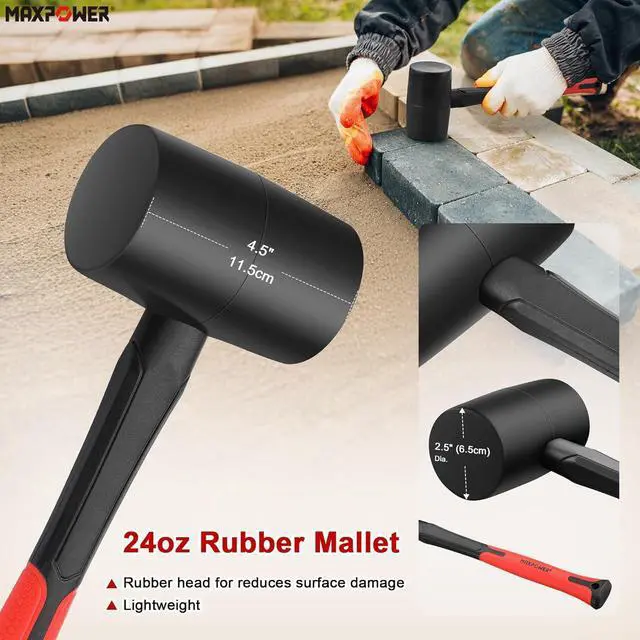 Alt view image 6 of 7 - 5-Piece Hammer Set - 3LB Sledge & Cross Peen, 500g Chipping, 32oz Ball Peen & 24oz Rubber Mallet