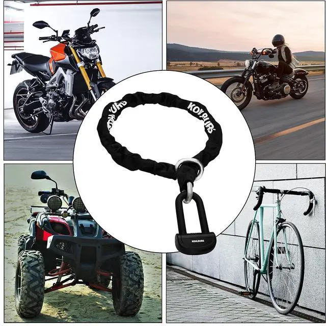 Alt view image 7 of 7 - 13 lbs massive motorcycle security chain lock - 5 ft long with our highest German Security Level 10plus of 10 - heavy duty steel chain 0.5" as anti theft motorcycle lock, scooter & ebike lock