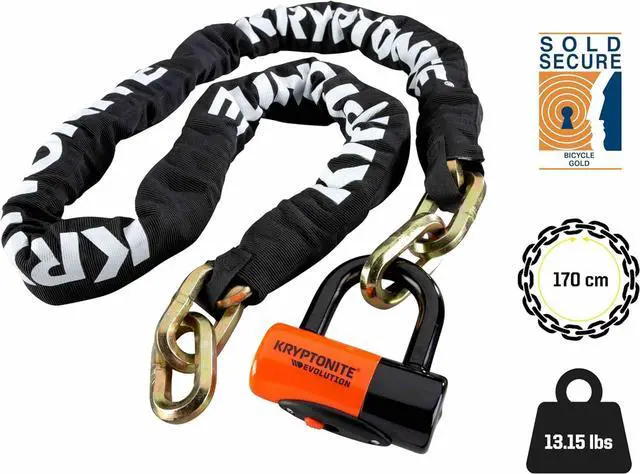 Alt view image 2 of 6 - New York FAHGETTABOUDIT 1217 Bike Chain Lock, 5.5 FT Long 12mm Steel Chain Heavy Duty Anti-Theft Bicycle Chain Lock with Keys, Ultimate Security for E-Bike, Motorcycle, Scooter