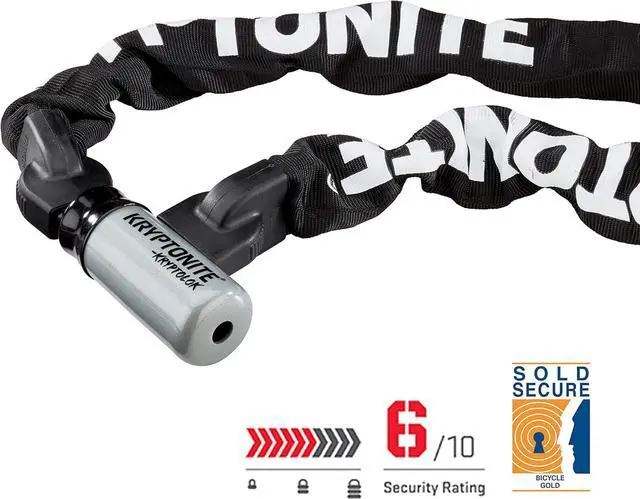 Alt view image 2 of 7 - Kryptolok 915 Bike Chain Lock, 5 Feet Long Heavy Duty Anti-Theft Sold Secure Gold Bicycle Chain Lock with Keys for Bike, Motorcycle, Scooter, Bicycle, Door, Gate, Fence