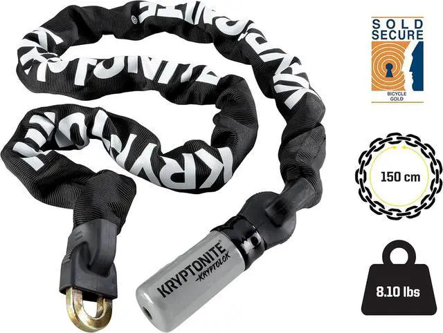 Alt view image 4 of 7 - Kryptolok 915 Bike Chain Lock, 5 Feet Long Heavy Duty Anti-Theft Sold Secure Gold Bicycle Chain Lock with Keys for Bike, Motorcycle, Scooter, Bicycle, Door, Gate, Fence