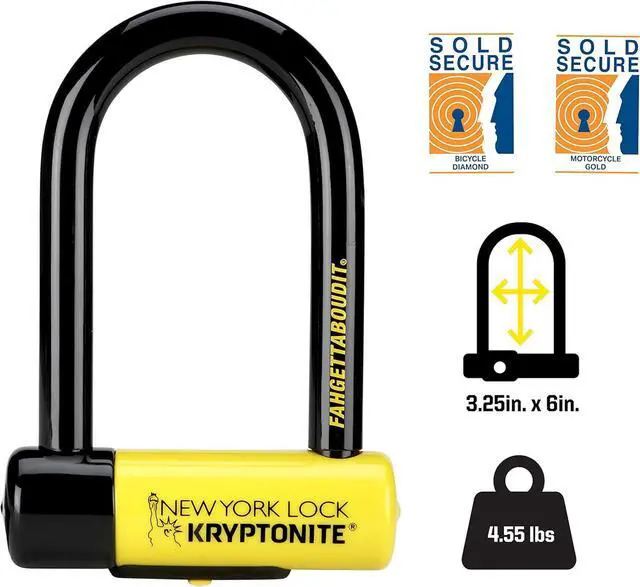 Alt view image 5 of 7 - New York Fahgettaboutit Mini Bike U-Lock, Heavy Duty Anti-Theft Bicycle U Lock, 18mm Shackle with Keys, Ultimate Security Lock for Bicycles E-Bikes Scooters,Black