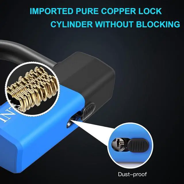 Alt view image 2 of 7 - Motorcycle Chain Locks 3.6FT Motorcycle Lock 10mm/0.42inch Thick Bike Chain Lock Heavy Duty Chain Lock with 16mm/0.64inch Disc Lock for Motorcycles, Scooters, Gates and More, Blue