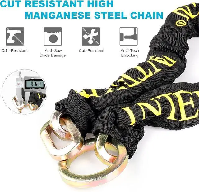 Alt view image 3 of 7 - Motorcycle Chain Locks 3.6FT Motorcycle Lock 10mm/0.42inch Thick Bike Chain Lock Heavy Duty Chain Lock with 16mm/0.64inch Disc Lock for Motorcycles, Scooters, Gates and More, Blue