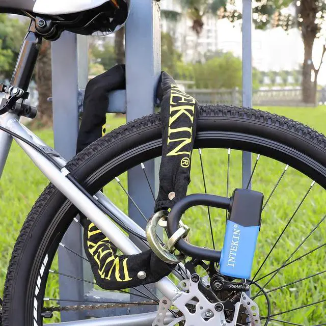Alt view image 7 of 7 - Motorcycle Chain Locks 3.6FT Motorcycle Lock 10mm/0.42inch Thick Bike Chain Lock Heavy Duty Chain Lock with 16mm/0.64inch Disc Lock for Motorcycles, Scooters, Gates and More, Blue