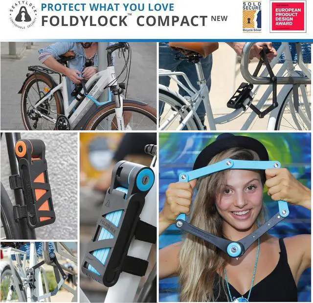 Alt view image 6 of 7 - FoldyLock Compact Folding Bike Lock - Award Winning Patented Lightweight High Security Bicycle Lock - Heavy Duty Anti Theft Smart Secure Guard with Keys & Case for Bikes or Scooters