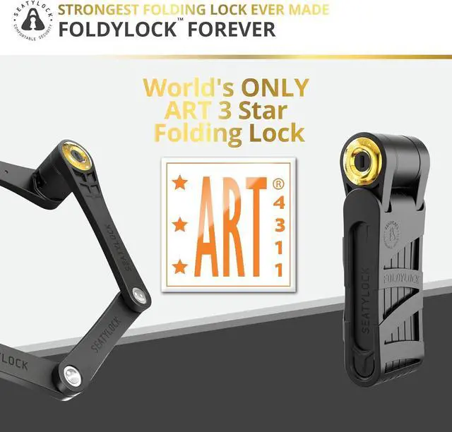 Alt view image 4 of 7 - Forever Folding Bike Lock - Patented Sleek High Security Sold Secure Gold Bicycle Lock - Heavy Duty Anti Theft Smart Guard with Keys - 90cm