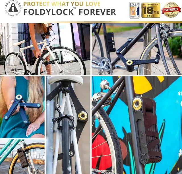 Alt view image 7 of 7 - Forever Folding Bike Lock - Patented Sleek High Security Sold Secure Gold Bicycle Lock - Heavy Duty Anti Theft Smart Guard with Keys - 90cm