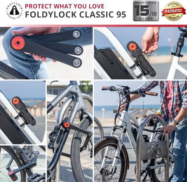 Alt view image 5 of 6 - FoldyLock Classic Folding Bike Lock - Patented High Security Sold Secure Silver Bicycle Lock - Heavy Duty Anti Theft Secure Guard with Keys & Case Mount - 37.4"
