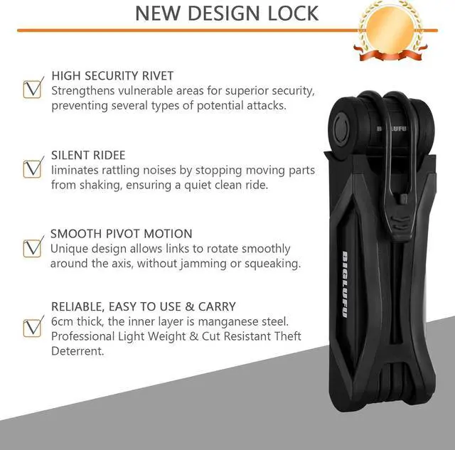 Alt view image 3 of 7 - Bike Lock Bicycle Scooter Motorcycle Folding Locks with 4Keys, Fold Chain Heavy Duty Alloy Steel Foldable Lock with Mounting Bracket 2pc Straps, 86cm/34 Unfolding, 1.92 lbs