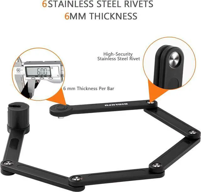 Alt view image 4 of 7 - Bike Lock Bicycle Scooter Motorcycle Folding Locks with 4Keys, Fold Chain Heavy Duty Alloy Steel Foldable Lock with Mounting Bracket 2pc Straps, 86cm/34 Unfolding, 1.92 lbs