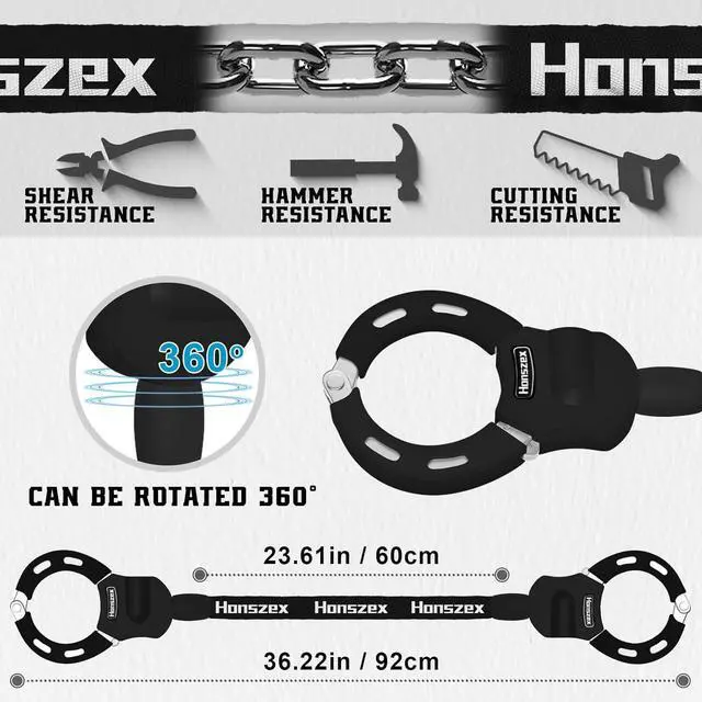 Alt view image 4 of 7 - Electric Scooter Locks Anti Theft, E Scooter Phone Holder & Scooter Chain Lock with Key, Heavy-Duty Anti-Theft Lock with Waterproof Storage Bag, Accessories for Electric Scooters and Bicycles