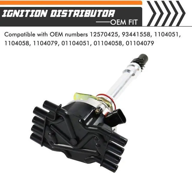 Alt view image 2 of 6 - Complete Ignition Distributor Replacement For GMC Vortec C1500 C2500 C3500 K1500 K2500 K3500 1996 1997 1998 1999 2000 2001 2002 V8 5.0L 5.7L Relpaces # 93441558
