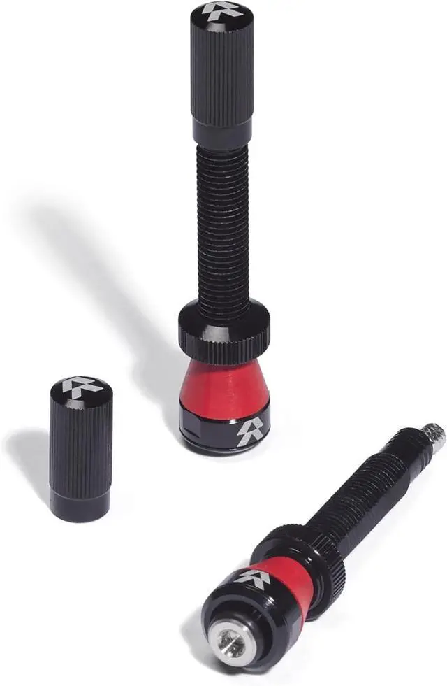 Alt view image 2 of 5 - Fillmore Tubeless Bike Tire Valves - 50mm Black Pair - for Road, Mountain Bike and Cyclocross tubeless Wheels.