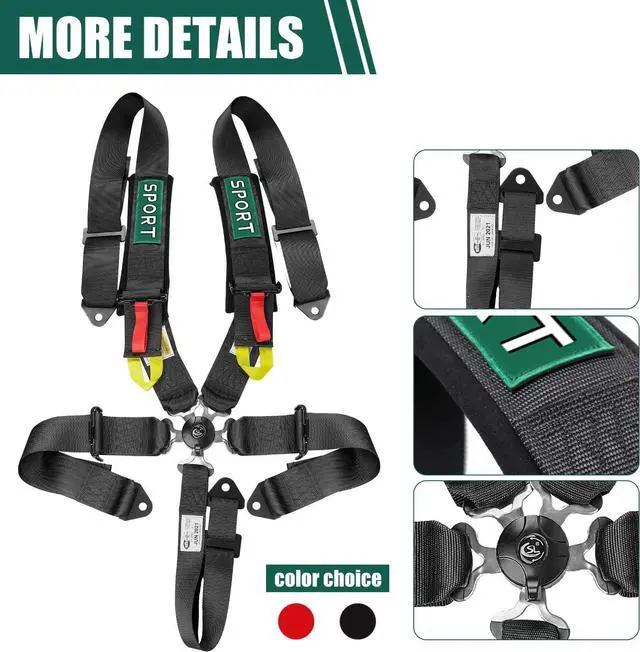 Alt view image 2 of 7 - 5-Point Racing Safety Harness Set SFI with Ultra Comfort Heavy Duty Shoulder Pads
