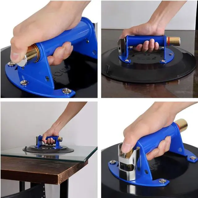 Alt view image 4 of 7 - Strong Glass Suction Cup Vacuum Glass Lifter with Metal Handle and Brass Pump, Heavy Duty Industrial Suction Plate for Granite & Glass Lifting Car Window Replacement