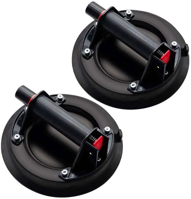 Main image of 8" Heavy Duty Suction Cup to Lift Large Glass, Tile, Marble, Industrial Vacuum Suction Lifter with Handle for Glass Lifting & Replacement, 240 lbs Load Capacity, Carrying Case (2 Pack)