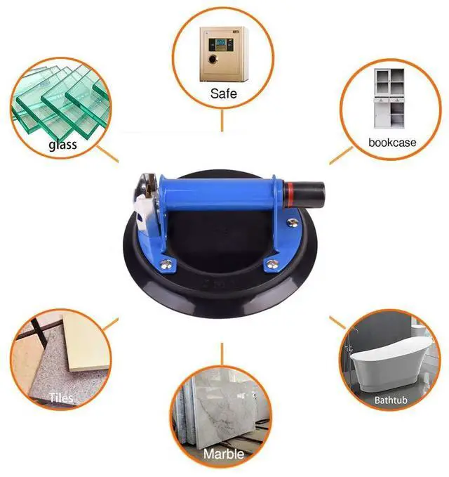 Alt view image 7 of 7 - 8" Glass Suction Cup with Metal Handle, Heavy Duty Vacuum Suction Cup Glass Lifter, Granite/Glass/Tiles Lifting Window Replacement, 240lbs Load Capacity with Carrying Case