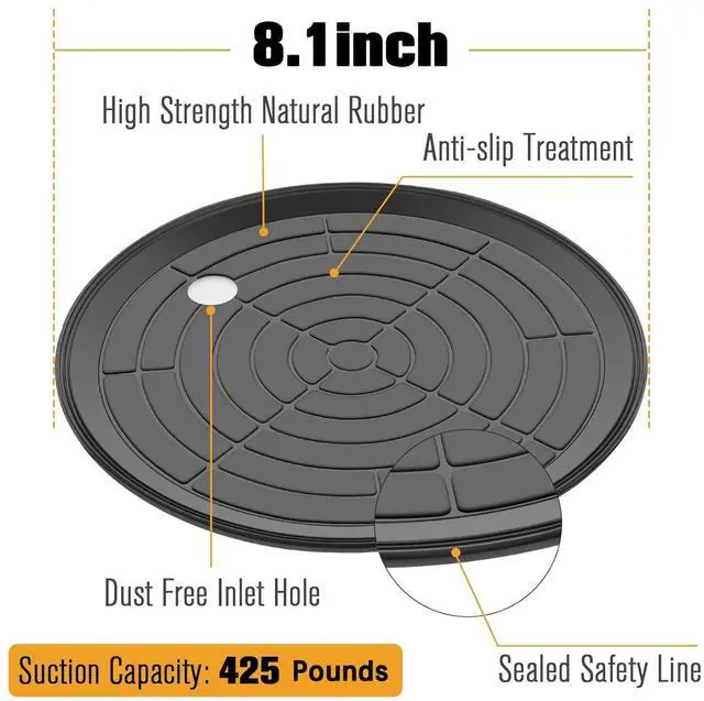 Alt view image 4 of 7 - Vacuum Glass Suction Cup to Lift Glass/Granite/Tile, 8.1 Inches Glass Suction Cups Offer 425 Pounds Load Capacity, Heavy Duty Glass Sucker Lifter with Carrying Case, Black, Pack of 2