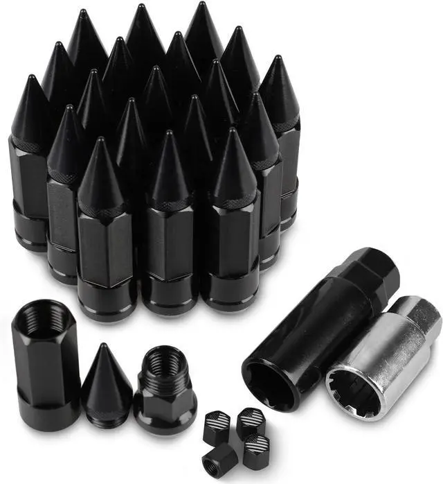 Main image of 20PCS M12x1.5 Anti Theft Wheel Spikes Lug Nut,Replacement for 2006-2019 Fusion,2012-2019 Focus,2001-2019 Escape Aftermarket Wheel(Black)