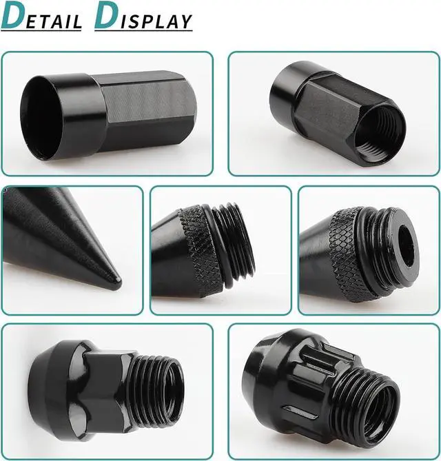 Alt view image 3 of 6 - 20PCS M12x1.5 Anti Theft Wheel Spikes Lug Nut,Replacement for 2006-2019 Fusion,2012-2019 Focus,2001-2019 Escape Aftermarket Wheel(Black)
