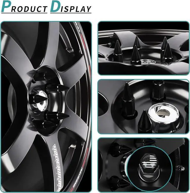 Alt view image 4 of 6 - 20PCS M12x1.5 Anti Theft Wheel Spikes Lug Nut,Replacement for 2006-2019 Fusion,2012-2019 Focus,2001-2019 Escape Aftermarket Wheel(Black)