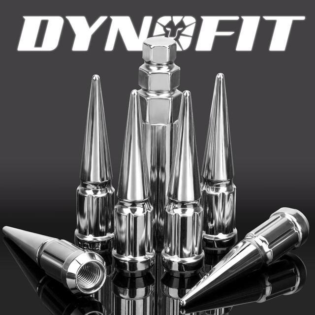 Alt view image 7 of 7 - 12mmx1.5 Wheel Spike Lug Nuts, 20 x M12x1.5 Lug Nut, 3.35 inch Tall Closed End Nuts with 1 Socket Key Compatible with Acura Honda Chevy Hyundai Toyota Lexus Mitsubishi(Chrome)