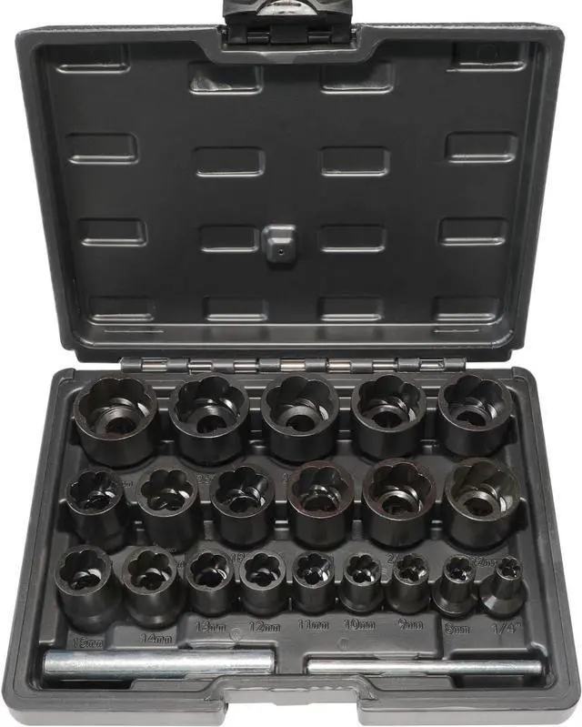 Main image of 22 Piece Bolt Nut Extractor Set, 1/2" and 3/8" Drive Impact Lug Nut Remover Socket Tool, Wheel Lock Removal Kit for Extracting Damaged, Stripped Frozen Nuts & Screws Twist Socket Set